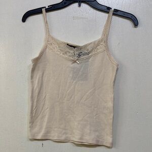 Elegant Cream Lace Trim Cami Top